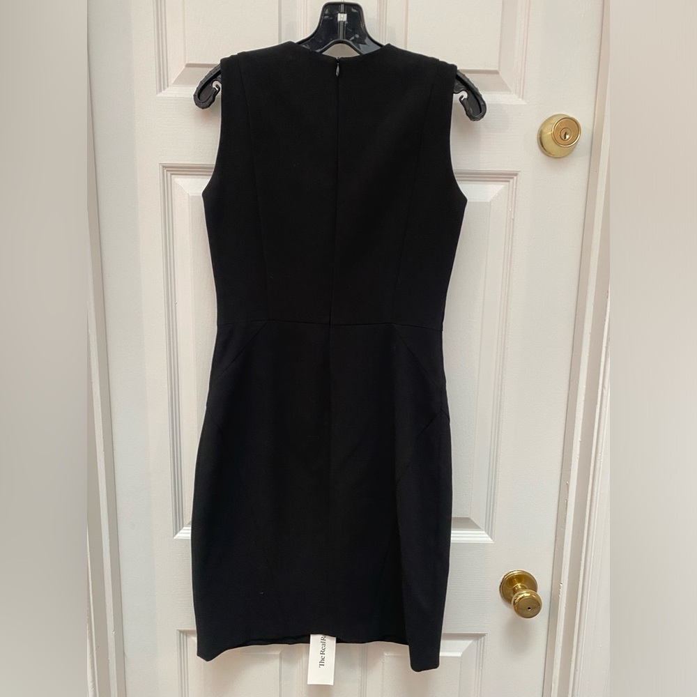 Sandro Black Sleeveless Dress w Quilted Leather Shoulder - Size 2 (US 6 or M) - Picture 4 of 6